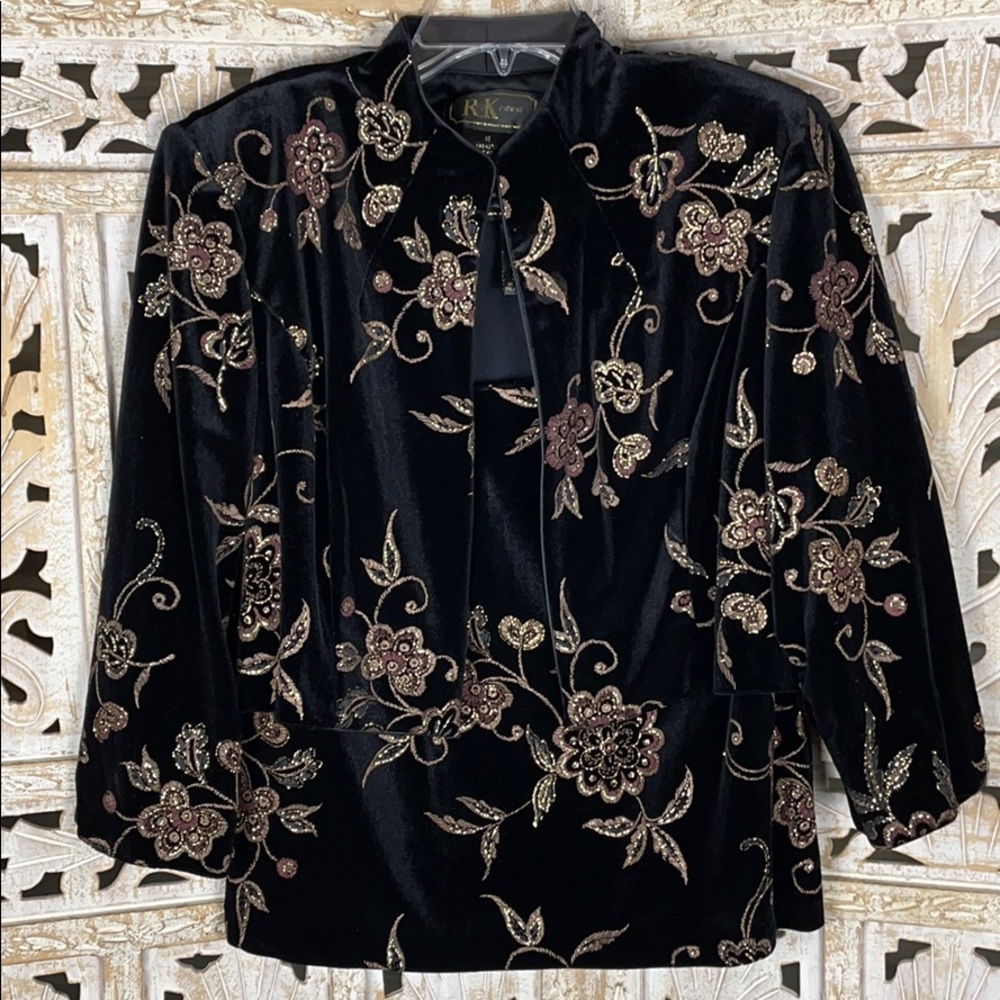 R&K Evening Two-Piece Crop Jacket & Tank Set